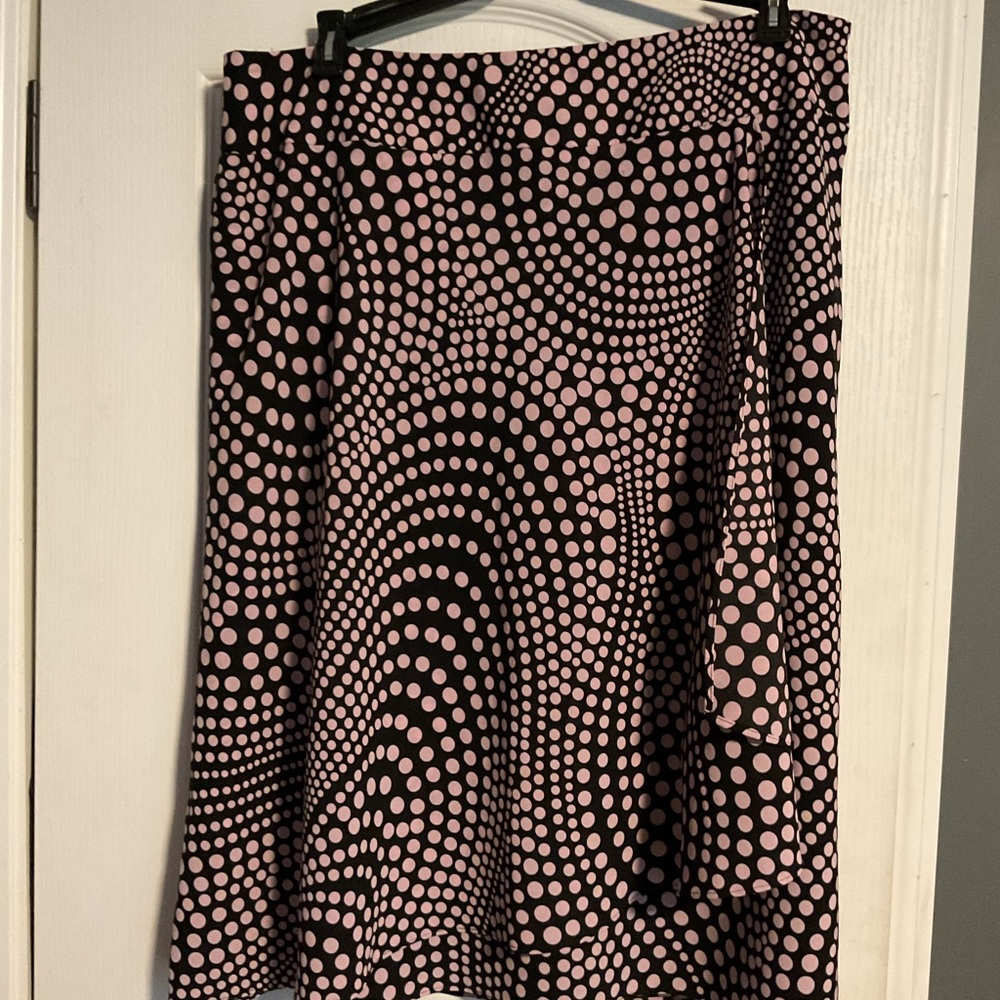 A-Line Brand Black and Pink Polka Dot Midi Skirt Women’s Sz 12 Y2K Contemporary